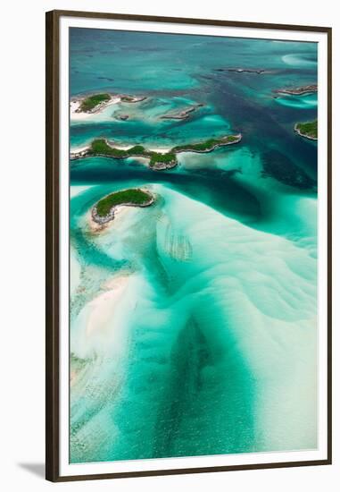 Aerial View of Island in Caribbean Sea, Great Exumand, Bahamas-null-Framed Premium Photographic Print