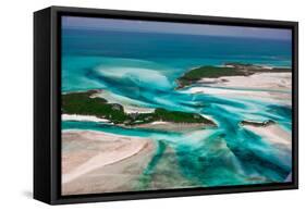 Aerial View of Island in Caribbean Sea, Great Exumand, Bahamas-null-Framed Stretched Canvas