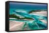 Aerial View of Island in Caribbean Sea, Great Exumand, Bahamas-null-Framed Stretched Canvas
