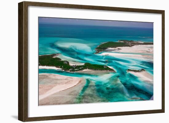 Aerial View of Island in Caribbean Sea, Great Exumand, Bahamas-null-Framed Photographic Print