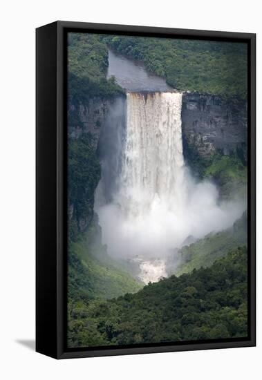 Aerial View of Kaieteur Falls in Full Spate, Guyana, South America-Mick Baines & Maren Reichelt-Framed Stretched Canvas