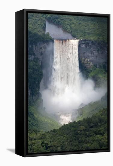 Aerial View of Kaieteur Falls in Full Spate, Guyana, South America-Mick Baines & Maren Reichelt-Framed Stretched Canvas