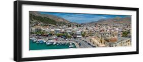 Aerial view of Kalimnos town, Kalimnos, Dodecanese Islands, Greek Islands, Greece, Europe-Frank Fell-Framed Photographic Print