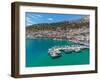 Aerial view of Kalimnos town, Kalimnos, Dodecanese Islands, Greek Islands, Greece, Europe-Frank Fell-Framed Photographic Print