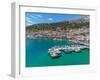 Aerial view of Kalimnos town, Kalimnos, Dodecanese Islands, Greek Islands, Greece, Europe-Frank Fell-Framed Photographic Print