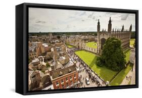 Aerial View of King's College of the University of Cambridge in England-Carlo Acenas-Framed Stretched Canvas