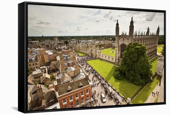 Aerial View of King's College of the University of Cambridge in England-Carlo Acenas-Framed Stretched Canvas