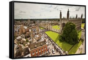 Aerial View of King's College of the University of Cambridge in England-Carlo Acenas-Framed Stretched Canvas