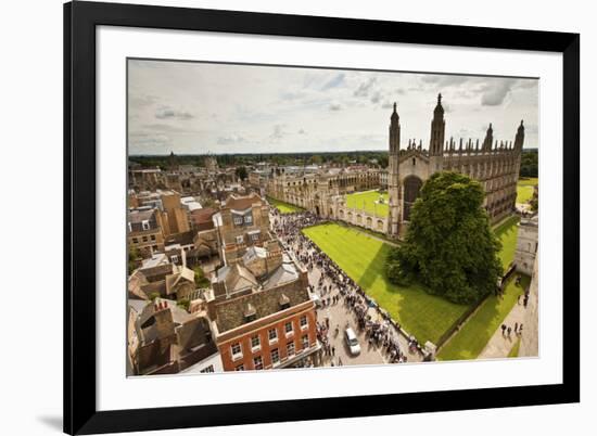 Aerial View of King's College of the University of Cambridge in England-Carlo Acenas-Framed Photographic Print