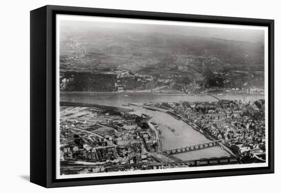 Aerial View of Koblenz, Rhine-Palantinate, Germany, from a Zeppelin, C1931-null-Framed Stretched Canvas