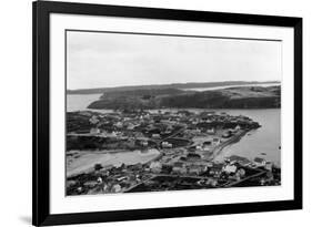 Aerial view of Kodiak, Alaska Photograph - Kodiak, AK-Lantern Press-Framed Premium Giclee Print