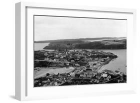 Aerial view of Kodiak, Alaska Photograph - Kodiak, AK-Lantern Press-Framed Art Print