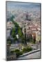 Aerial view of La Rambla near the waterfront with Columbus statue in Barcelona, Spain-null-Mounted Photographic Print