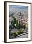 Aerial view of La Rambla near the waterfront with Columbus statue in Barcelona, Spain-null-Framed Photographic Print