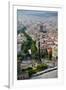 Aerial view of La Rambla near the waterfront with Columbus statue in Barcelona, Spain-null-Framed Photographic Print