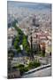 Aerial view of La Rambla near the waterfront with Columbus statue in Barcelona, Spain-null-Mounted Photographic Print