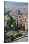 Aerial view of La Rambla near the waterfront with Columbus statue in Barcelona, Spain-null-Stretched Canvas