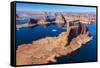 Aerial View of Lake Powell, Near Page, Arizona and the Utah Border, USA, February 2015-Juan Carlos Munoz-Framed Stretched Canvas