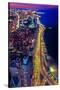 Aerial view of Lake Shore Drive by night, Chicago, Illinois, USA-null-Stretched Canvas