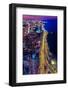 Aerial view of Lake Shore Drive by night, Chicago, Illinois, USA-null-Framed Photographic Print