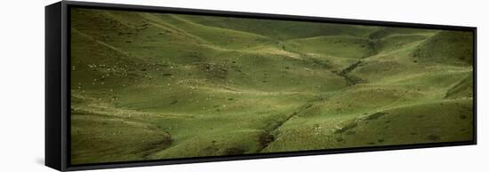 Aerial view of landscape, Mont Saint-Sauveur, Pilgrim Road to Santiago de Compostela, Iraty Moun...-null-Framed Stretched Canvas