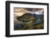 Aerial view of landscape with Loch na Cuilce and Loch Coruisk, Isle of Skye, Scotland, UK-Panoramic Images-Framed Photographic Print