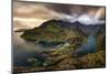 Aerial view of landscape with Loch na Cuilce and Loch Coruisk, Isle of Skye, Scotland, UK-Panoramic Images-Mounted Photographic Print