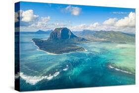 Aerial view of Le Morne Brabant and the Underwater Waterfall optical illusion, Mauritius-Roberto Moiola-Stretched Canvas