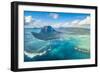 Aerial view of Le Morne Brabant and the Underwater Waterfall optical illusion, Mauritius-Roberto Moiola-Framed Photographic Print