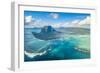 Aerial view of Le Morne Brabant and the Underwater Waterfall optical illusion, Mauritius-Roberto Moiola-Framed Photographic Print