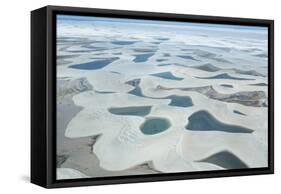 Aerial View of Lencois Maranhenses National Park in Maranhao State, Brazil-Alex Saberi-Framed Stretched Canvas