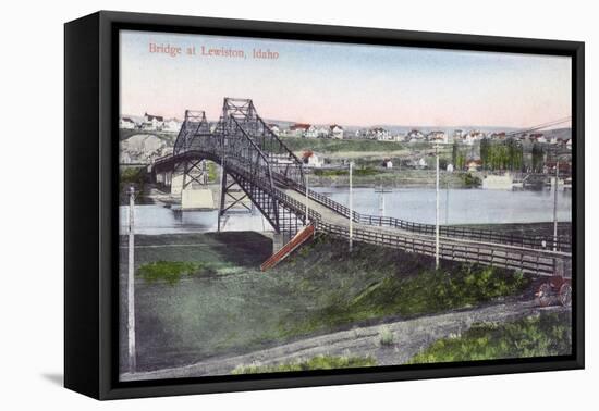 Aerial View of Lewiston Bridge - Lewiston, ID-Lantern Press-Framed Stretched Canvas