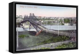 Aerial View of Lewiston Bridge - Lewiston, ID-Lantern Press-Framed Stretched Canvas