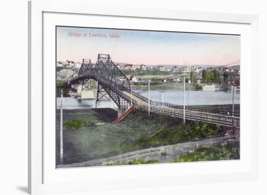 Aerial View of Lewiston Bridge - Lewiston, ID-Lantern Press-Framed Premium Giclee Print