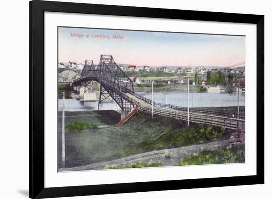 Aerial View of Lewiston Bridge - Lewiston, ID-Lantern Press-Framed Premium Giclee Print