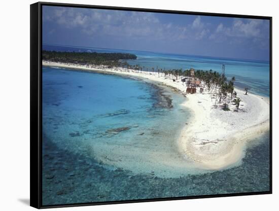 Aerial View of Lighthouse Reef, Belize-Greg Johnston-Framed Stretched Canvas