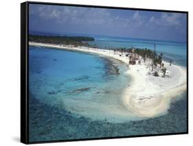 Aerial View of Lighthouse Reef, Belize-Greg Johnston-Framed Stretched Canvas