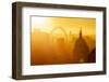 Aerial view of London skyline at sunset, including London Eye and St. Paul's Cathedral, London-Ed Hasler-Framed Photographic Print