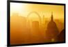 Aerial view of London skyline at sunset, including London Eye and St. Paul's Cathedral, London-Ed Hasler-Framed Photographic Print