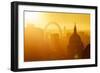 Aerial view of London skyline at sunset, including London Eye and St. Paul's Cathedral, London-Ed Hasler-Framed Photographic Print