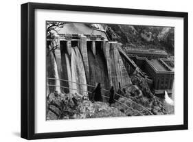 Aerial View of Long Lake Dam - Spokane, WA-Lantern Press-Framed Art Print