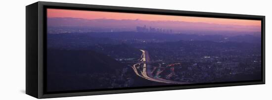 Aerial View of Los Angeles at Dusk, Glendale, California, USA-null-Framed Stretched Canvas