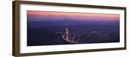 Aerial View of Los Angeles at Dusk, Glendale, California, USA-null-Framed Photographic Print