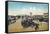 Aerial View of Lower Main Street - Petaluma, CA-Lantern Press-Framed Stretched Canvas