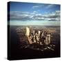 Aerial View of Lower Manhattan Skyline with Nearly Completed World Trade Center Towers-Henry Groskinsky-Stretched Canvas