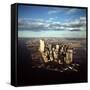 Aerial View of Lower Manhattan Skyline with Nearly Completed World Trade Center Towers-Henry Groskinsky-Framed Stretched Canvas