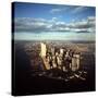 Aerial View of Lower Manhattan Skyline with Nearly Completed World Trade Center Towers-Henry Groskinsky-Stretched Canvas