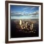 Aerial View of Lower Manhattan Skyline with Nearly Completed World Trade Center Towers-Henry Groskinsky-Framed Photographic Print