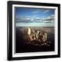 Aerial View of Lower Manhattan Skyline with Nearly Completed World Trade Center Towers-Henry Groskinsky-Framed Photographic Print