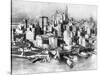 Aerial View of Lower New York, USA, 1926-null-Stretched Canvas